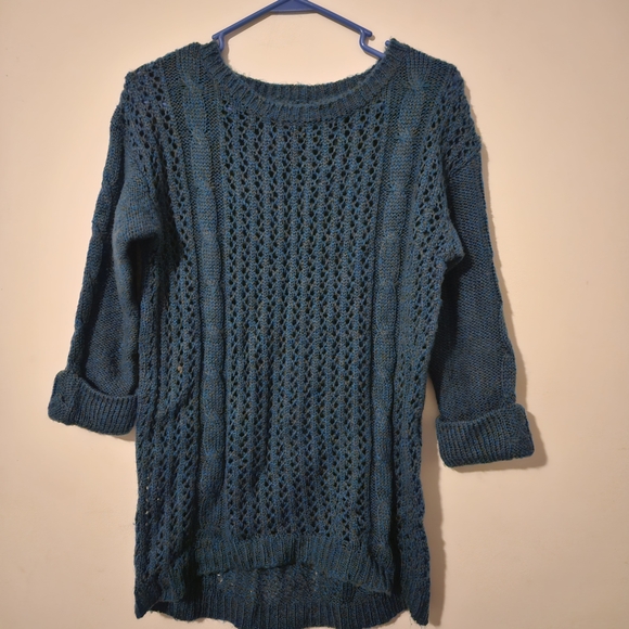 Chic Teal Knit Sweater - Picture 1 of 3